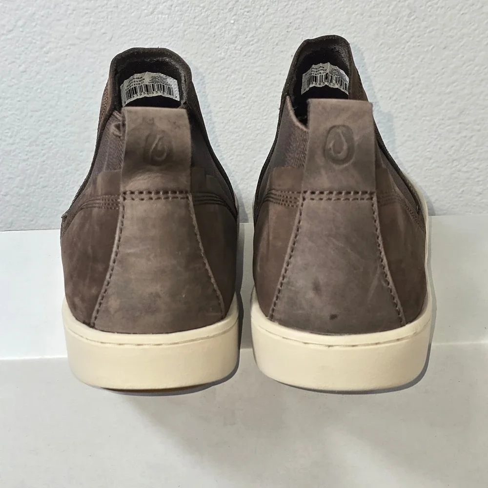 NWOT OluKai Pehuea Mid Brown Java Leather Slip On Casual‎ Boots Womens 7